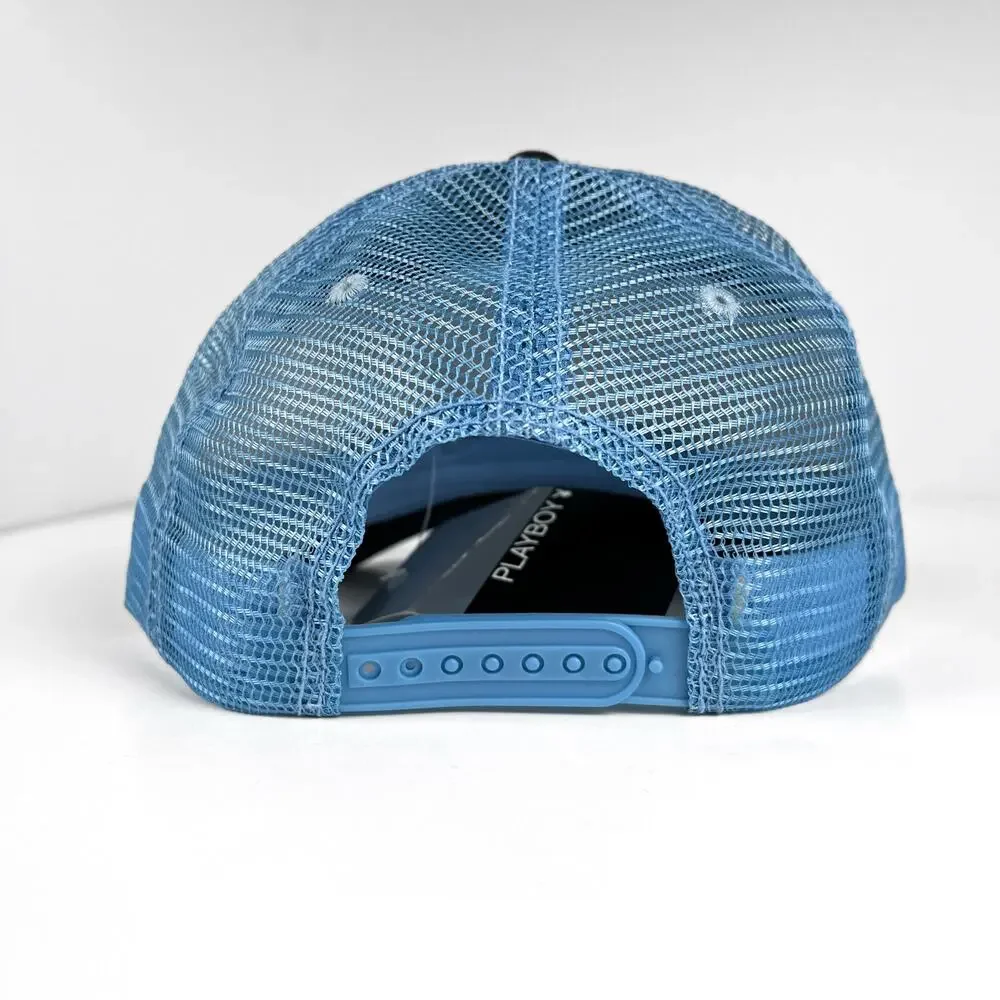 NWT Vintage Y2K Playboy Bunny Blue Trucker Hat Cap Headwear New With Tags